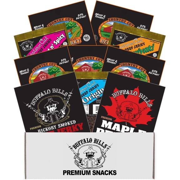 Buffalo Bills 10-pc Mostly Mild Jerky Sampler Gift Box (10 packs of mostly mild jerky)