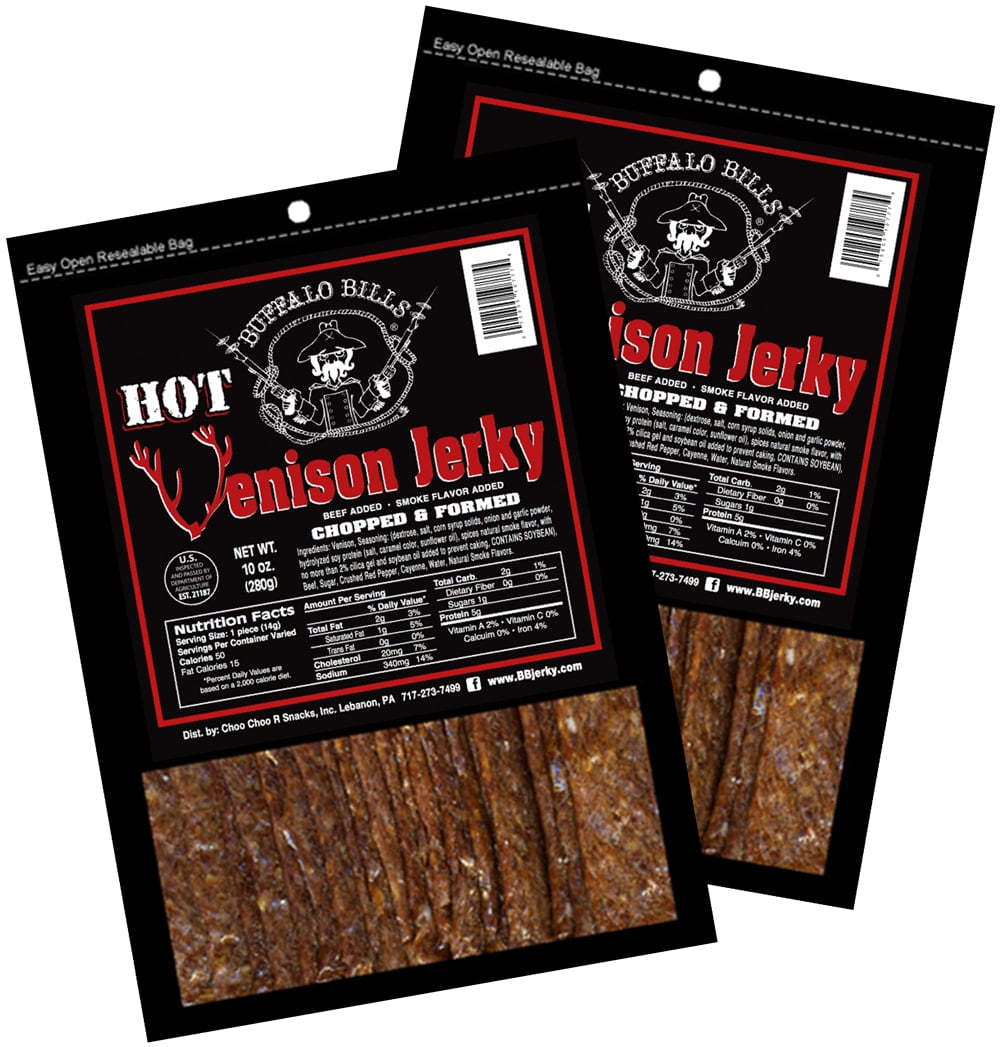 Buffalo Bills 10oz Hot Venison Jerky Strips Packs (two 10oz packs venison jerky strips)