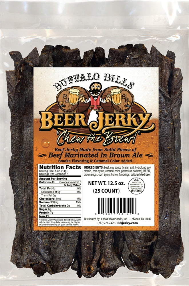 Buffalo Bills 12.5oz Premium Beer Beef Jerky Strips (25 Jerky Strips Marinated In Honey Brown Ale)