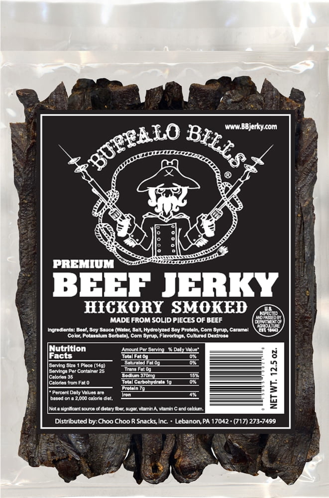 Buffalo Bills 12.5oz Premium Hickory Beef Jerky Strips (25 Hickory Smoked Strips Per Bag)