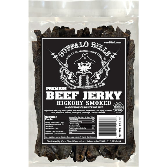 Buffalo Bills 12.5oz Premium Hickory Beef Jerky Strips (25 hickory smoked strips per bag)