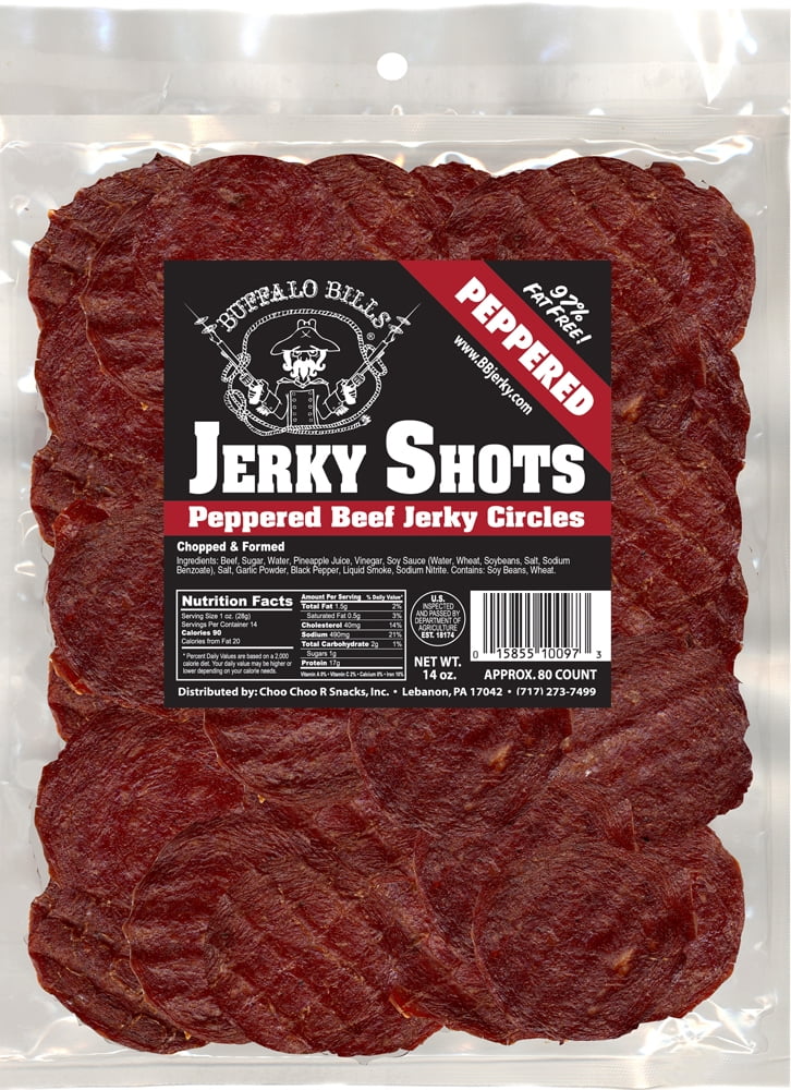 Buffalo Bills 14oz Peppered Beef Jerky Shots (80 Black Pepper Jerky ...