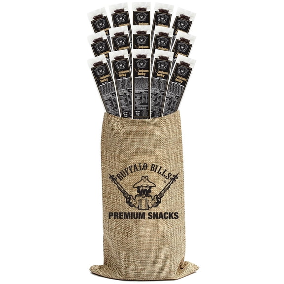 Buffalo Bills 15-Piece Mild Venison Jerky Burlap Gift Wine Bags (15 Mild Venison Jerky Strips)