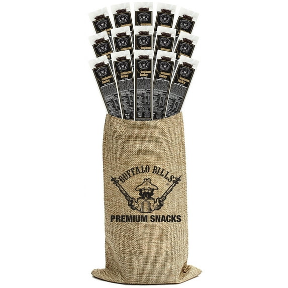 Buffalo Bills 15-Piece Mild Venison Jerky Burlap Gift Wine Bags (15 Mild Venison Jerky Strips)