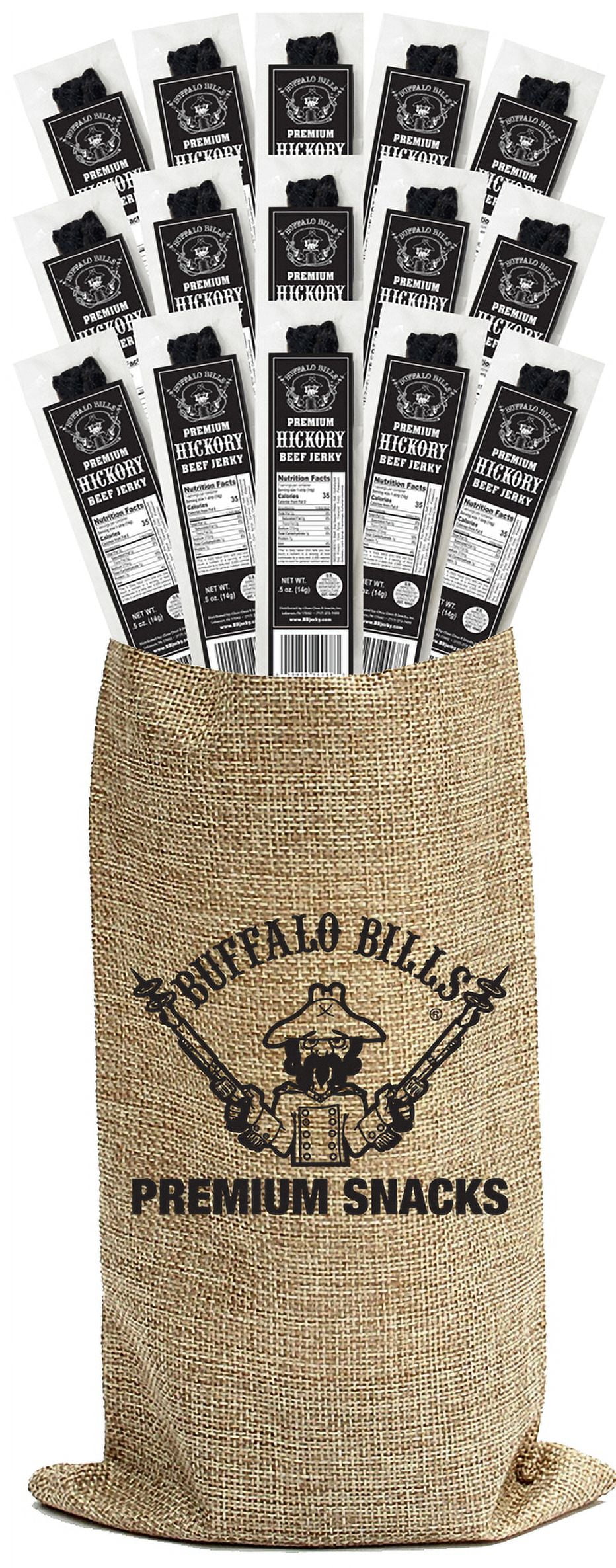 Buffalo Bills 15-Piece Premium Hickory Jerky Burlap Gift Wine Bags (15 Wrapped Beef Jerky Strips)
