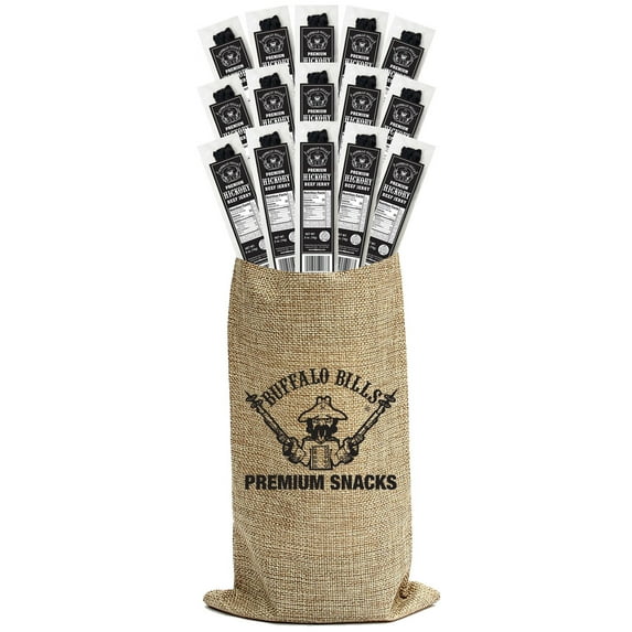 Buffalo Bills 15-Piece Premium Hickory Jerky Burlap Gift Wine Bags (15 Wrapped Beef Jerky Strips)