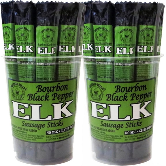 Buffalo Bills 15-ct Bourbon Black Pepper Elk Exotic Game Sticks Two 15-ct Tubs