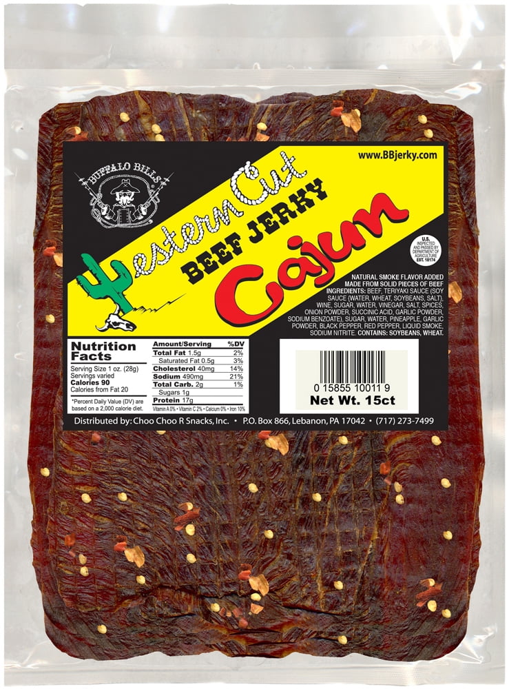 Buffalo Bills 18oz Cajun Western Cut Big Slab Beef Jerky (15 Beef Jerky Slices Per Bag)