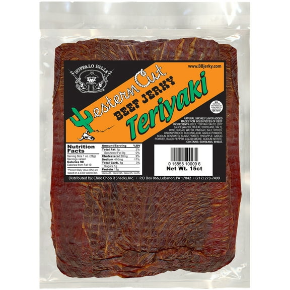 Buffalo Bills 18oz Teriyaki Western Cut Big Slab Beef Jerky (15 beef jerky slices per bag)