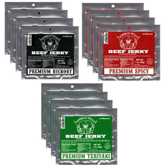 Buffalo Bills 1oz Premium Assorted Beef Jerky Packs 12-Count (beef jerky made from top round)
