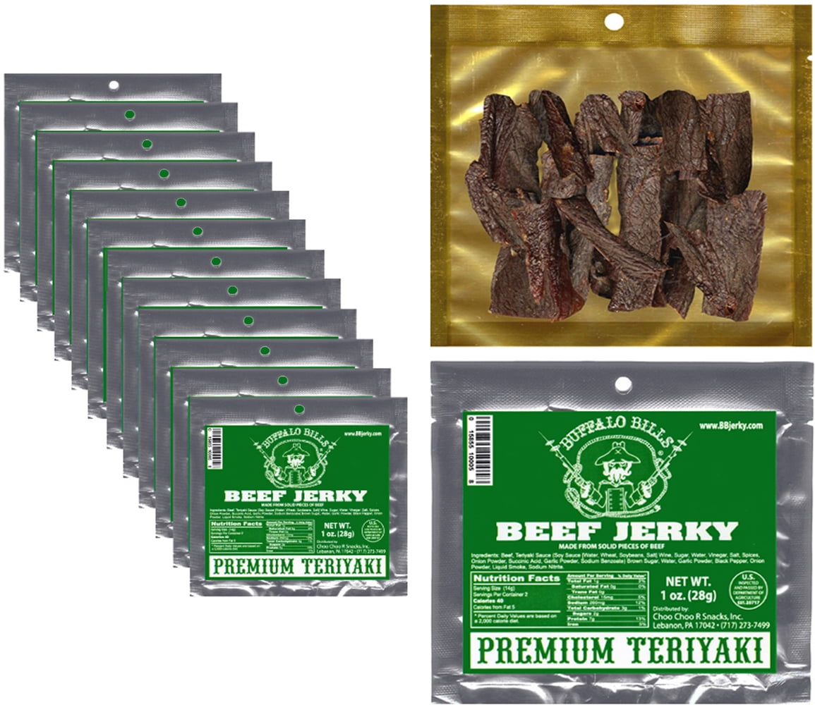 Buffalo Bills 1oz Premium Teriyaki Beef Jerky Packs 12-Count (beef jerky made from top round)