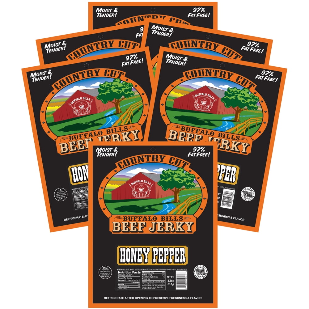 Buffalo Bills 2.6oz Honey Pepper Country Cut Beef Jerky – Six 2.6oz Packs