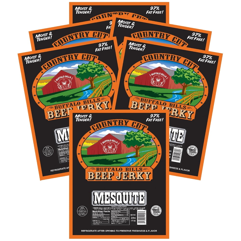 Buffalo Bills 2.6oz Mesquite Country Cut Beef Jerky – Six 2.6oz Packs