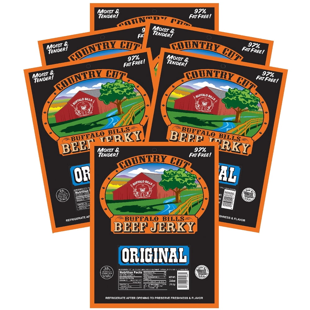Buffalo Bills 2.6oz Original (aka Mild) Country Cut Beef Jerky – Six 2.6oz Packs