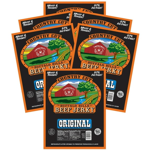 Buffalo Bills 2.6oz Original (aka Mild) Country Cut Beef Jerky – Six 2.6oz Packs