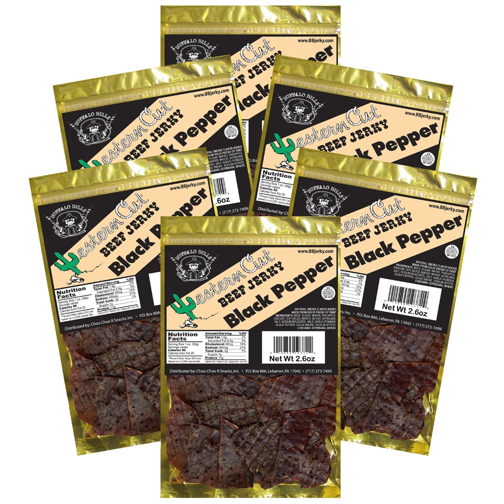 Buffalo Bills 2.6oz Western Cut Black Pepper Beef Jerky – Six 2.6oz Packs