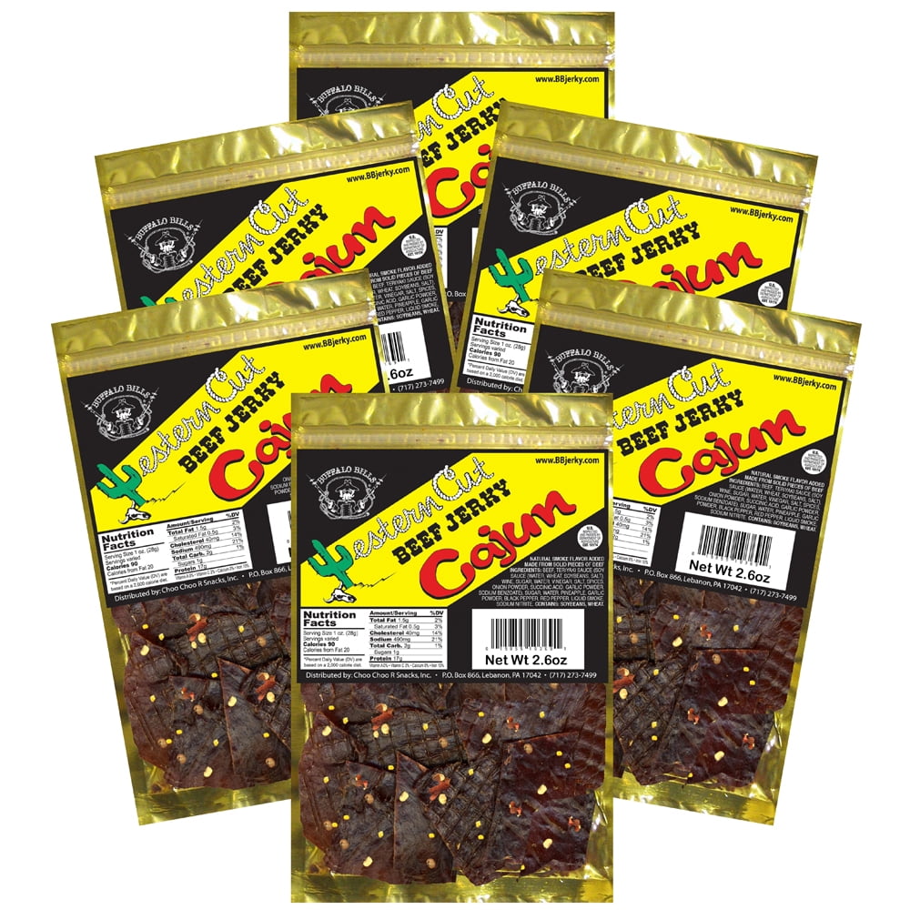 Buffalo Bills 2.6oz Western Cut Cajun Beef Jerky – Six 2.6oz Packs