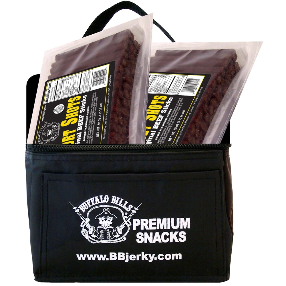 Buffalo Bills 2-Piece Mild Short Shot Beef Stick 6-Pack Gift Cooler (two 30oz bags of beef sticks)