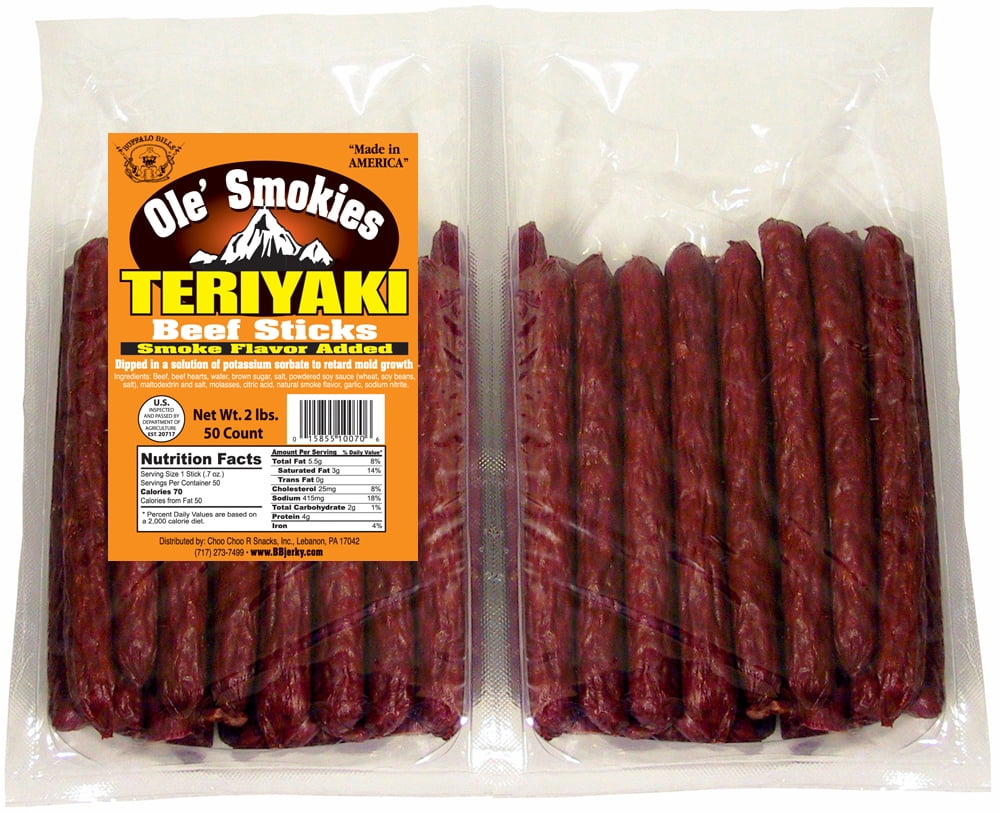 Buffalo Bills 2-lb Teriyaki 5" Ole Smokies Saddlebag (50 twist end beef sticks per saddlebag)