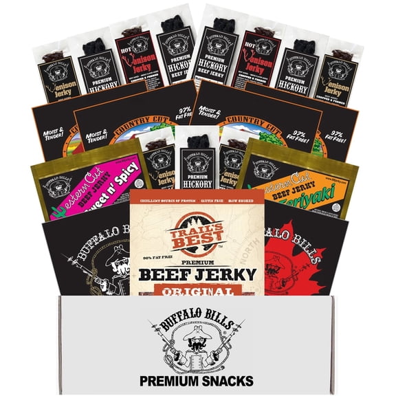 Buffalo Bills 20-Piece Beef Jerky Breakroom Box Gourmet Jerky Snacks, Perfect High Protein Snacks for Office and Dorm