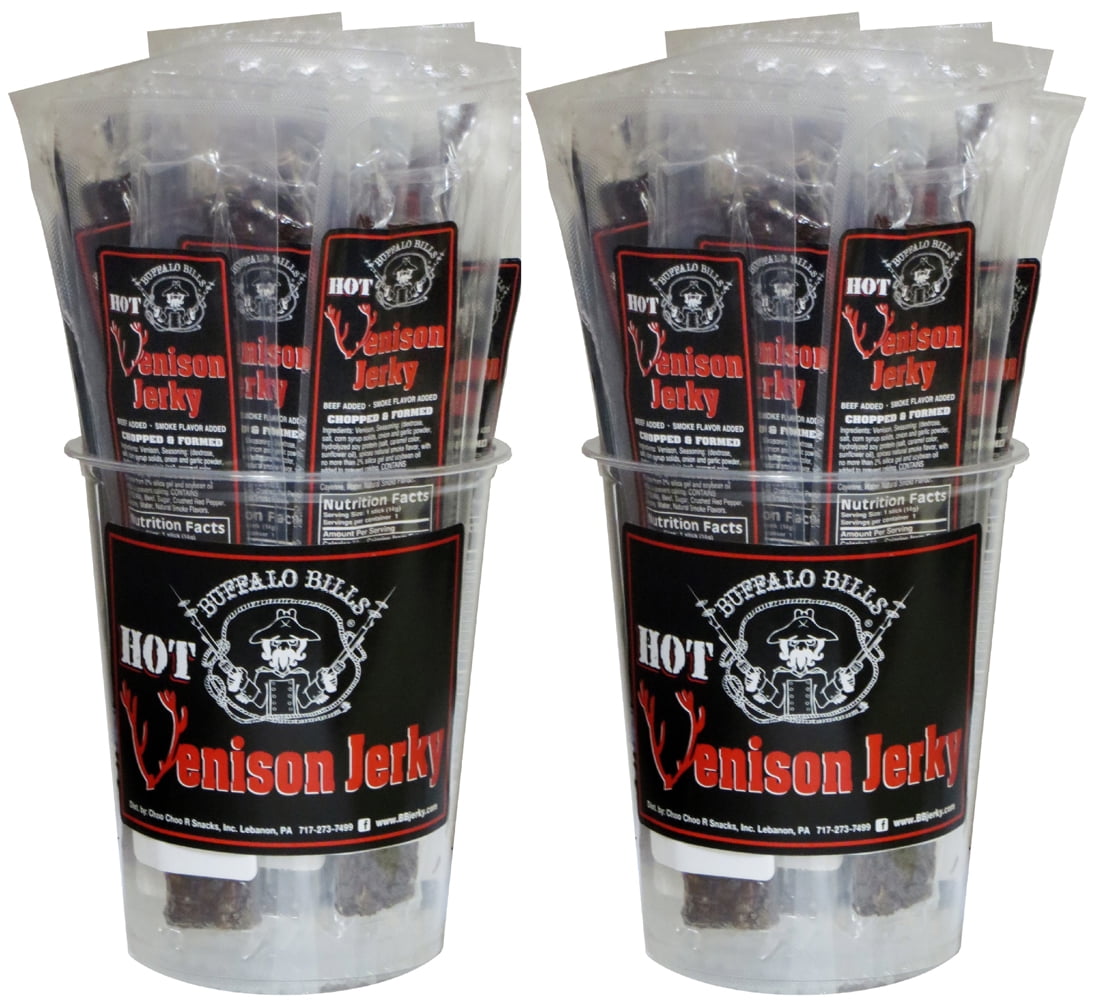 Buffalo Bills 25-ct Hot Venison Jerky Wrapped Strips (two 25-ct tubs of venison jerky strips)