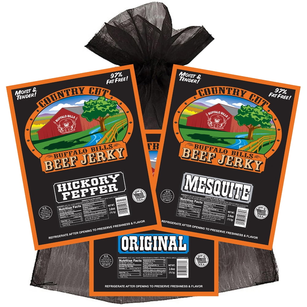 Buffalo Bills 3-Piece Traditional Country Cut Beef Jerky Sampler (3 assorted 2.6oz jerky packs)