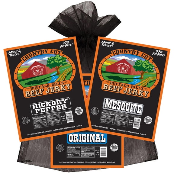 Buffalo Bills 3-Piece Traditional Country Cut Beef Jerky Sampler (3 assorted 2.6oz jerky packs)
