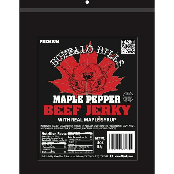 Buffalo Bills 3oz Premium Maple Pepper Beef Jerky Pack (beef jerky made with real maple syrup)