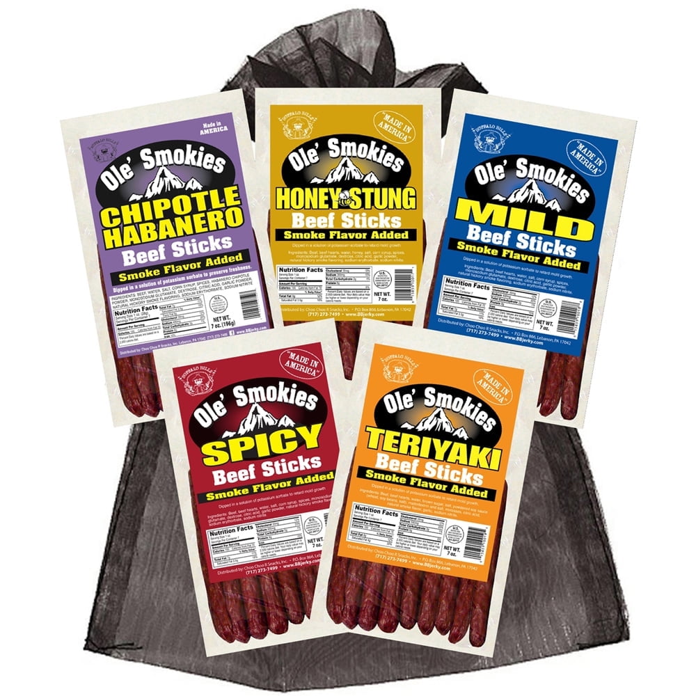 Buffalo Bills 5-ct Assorted Ole Smokies (Beef Sticks) Sampler - Five 7oz Packs