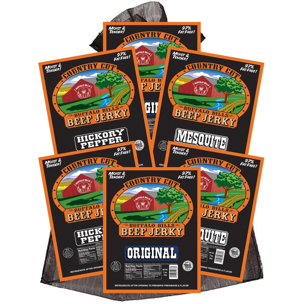 Buffalo Bills 6-ct Traditional Country Cut Beef Jerky Sampler – Six 2.6oz Packs