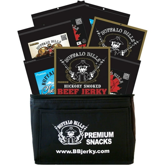 Buffalo Bills 7-Piece Premium Beef Jerky Sampler Black 6-Pack Gift Cooler (7 assorted jerky packs)