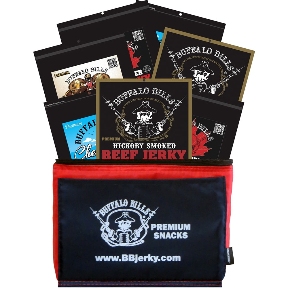 Buffalo Bills 7-Piece Premium Beef Jerky Sampler Patriotic 6-Pack Gift Cooler (7 assorted packs)