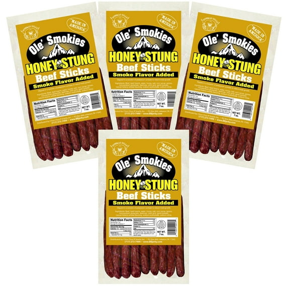 Buffalo Bills 7oz Honey Stung Ole Smokies (Beef Sticks) – Four 7oz Packs