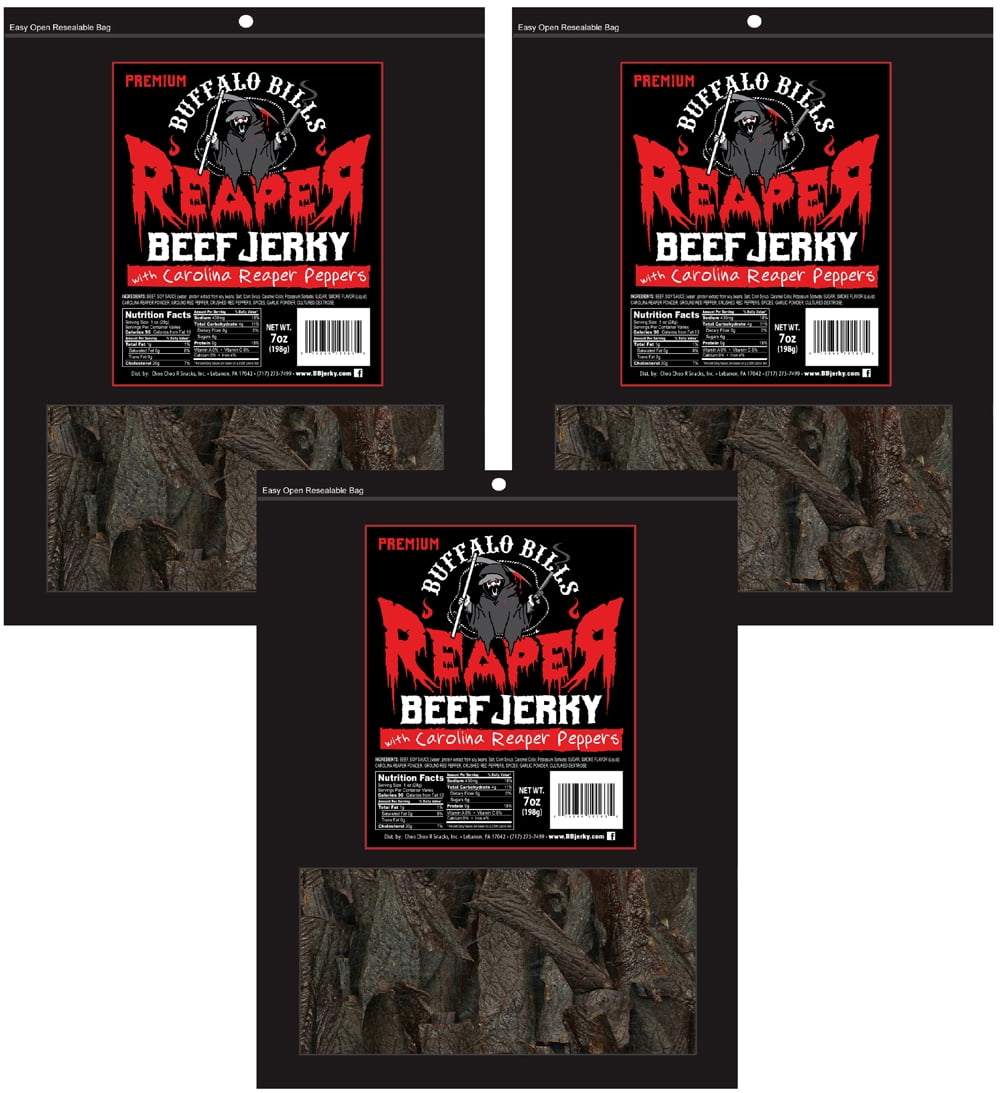 Buffalo Bills 7oz Premium Reaper Beef Jerky Packs (three 7oz beef jerky packs)