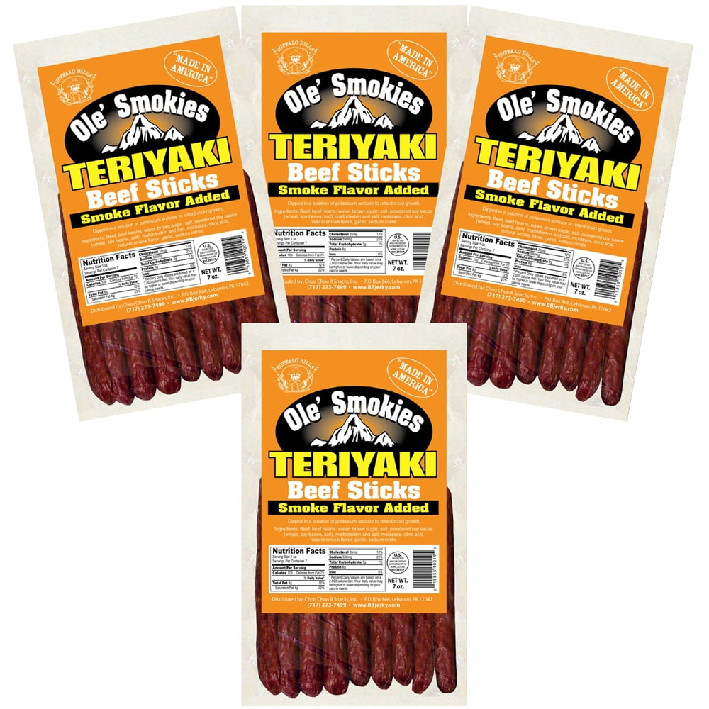 Buffalo Bills 7oz Teriyaki Ole Smokies (Beef Sticks) – Four 7oz Packs