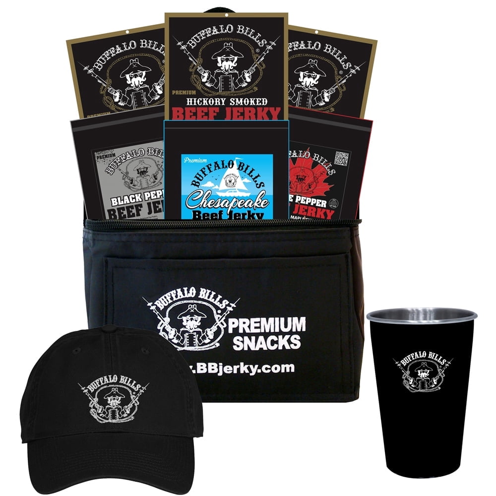 Buffalo Bills 8-Piece Beef Jerky Fan 6-Pack Gift Cooler (Jerky, Cap & Tumber)