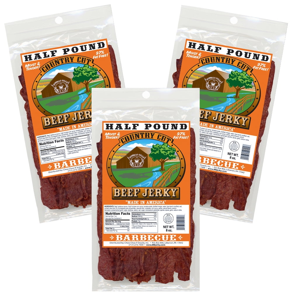 Buffalo Bills 8oz Barbecue Country Cut Beef Jerky ? Three 8oz Packs