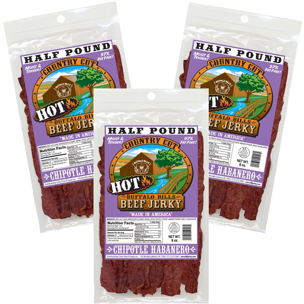 Buffalo Bills 8oz Chipotle Habanero Country Cut Beef Jerky – Three 8oz Packs