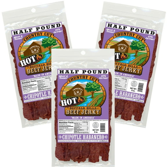 Buffalo Bills 8oz Chipotle Habanero Country Cut Beef Jerky Three 8oz Packs