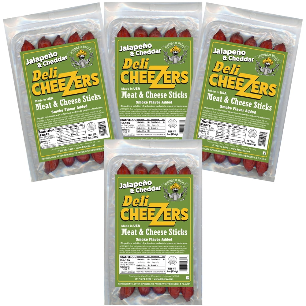 Buffalo Bills 8oz Jalapeno & Cheese Deli CheeZers (Meat & Cheese Sticks) – Four 8oz Packs