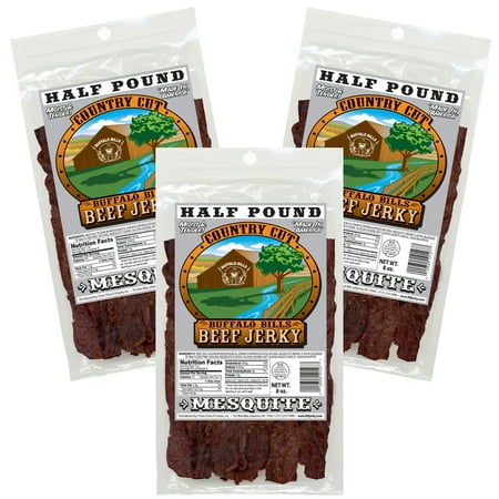 Buffalo Bills 8oz Mesquite Country Cut Beef Jerky – Three 8oz Packs