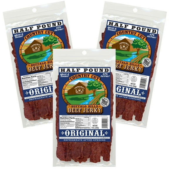 Buffalo Bills 8oz Original (aka Mild) Country Cut Beef Jerky Three 8oz Packs