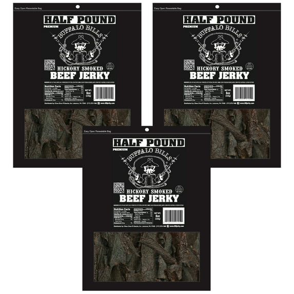 Buffalo Bills 8oz Premium Hickory Beef Jerky Packs (three 8oz beef jerky packs)