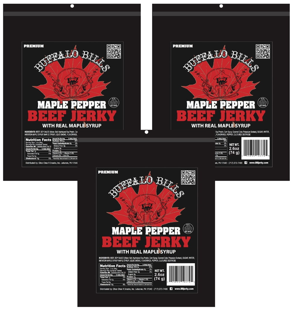 Buffalo Bills 8oz Premium Maple Pepper Beef Jerky Packs (three 8oz beef jerky packs)