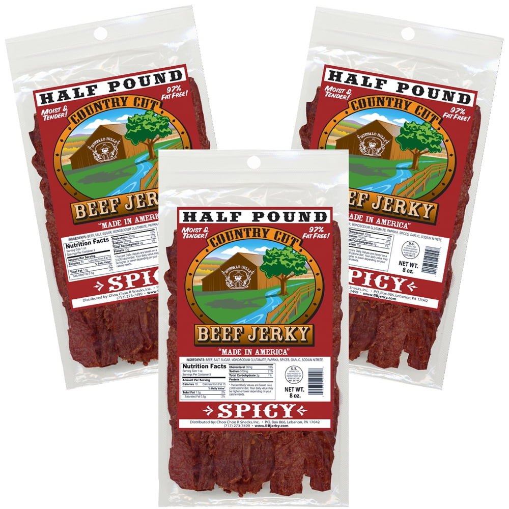 Buffalo Bills 8oz Spicy Country Cut Beef Jerky – Three 8oz Packs
