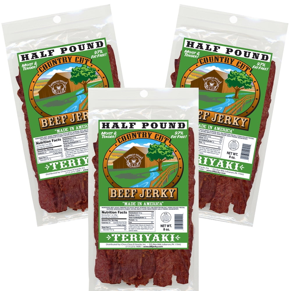 Buffalo Bills 8oz Teriyaki Country Cut Beef Jerky Three 8oz Packs