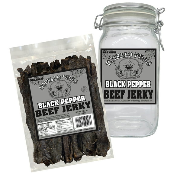 Buffalo Bills Black Pepper Beef Jerky 1 Bag Starter Kit (1 bag and 1 jar)