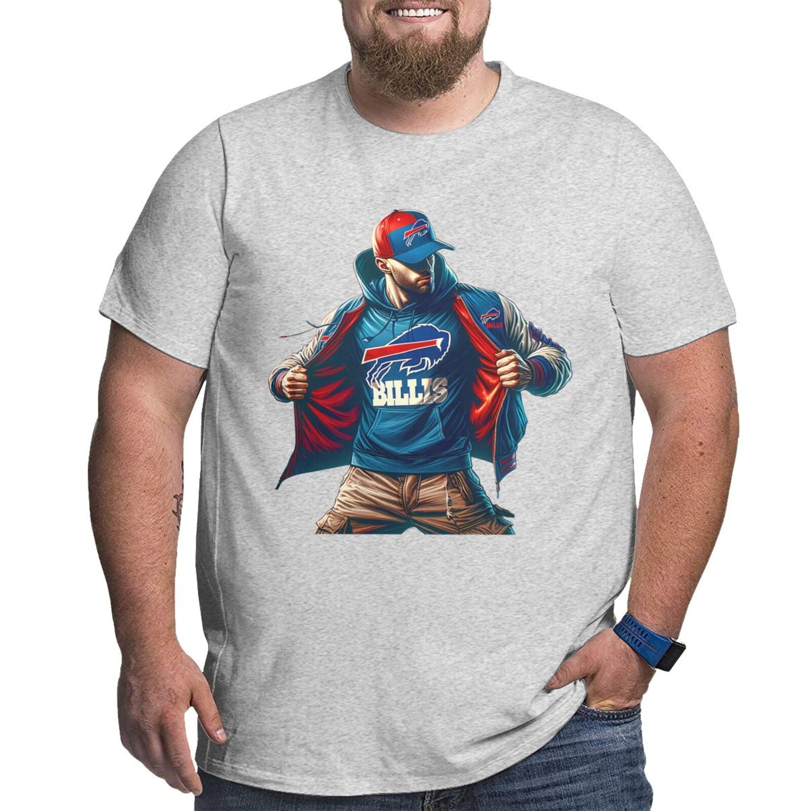 Bills Custom Football Fans T Shirt Men's Plus Size Shirts Short Sleeve