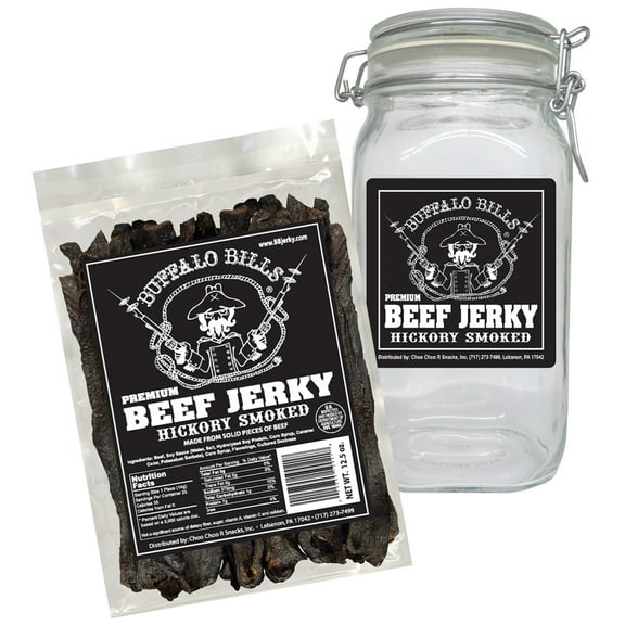 Buffalo Bills Hickory Smoked Beef Jerky 1 Bag Starter Kit (1 bag and 1 jar)