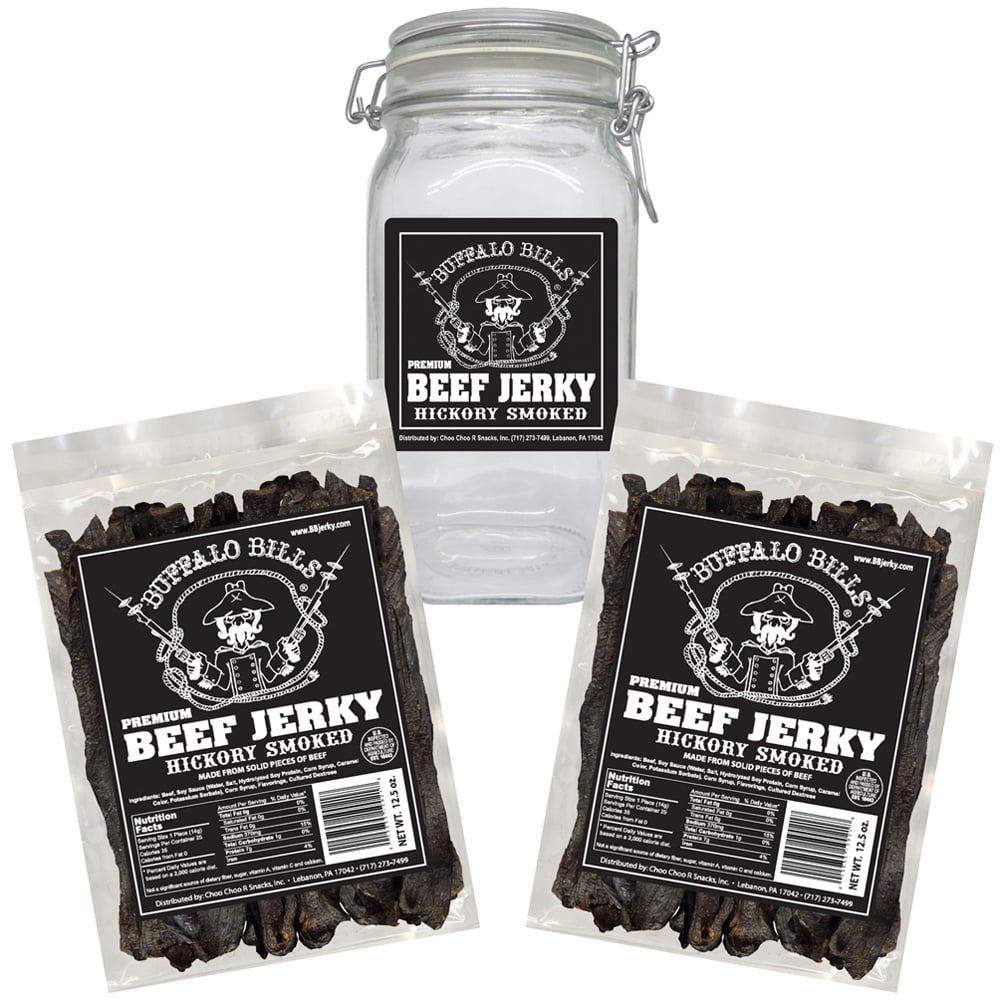Buffalo Bills Hickory Smoked Beef Jerky 2 Bag Starter Kit (2 Bags And 1 Jar)